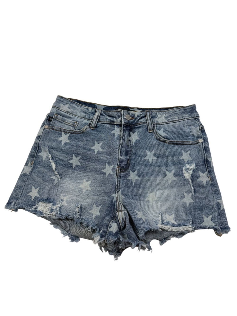 Judy Blue Star Print Distressed Denim Cutoff Shorts Size Medium